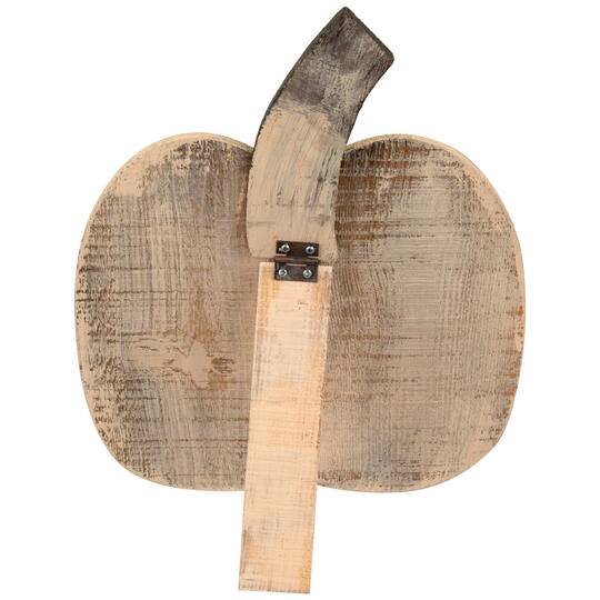 14.5" White Wooden Thanksgiving Pumpkin with Stem